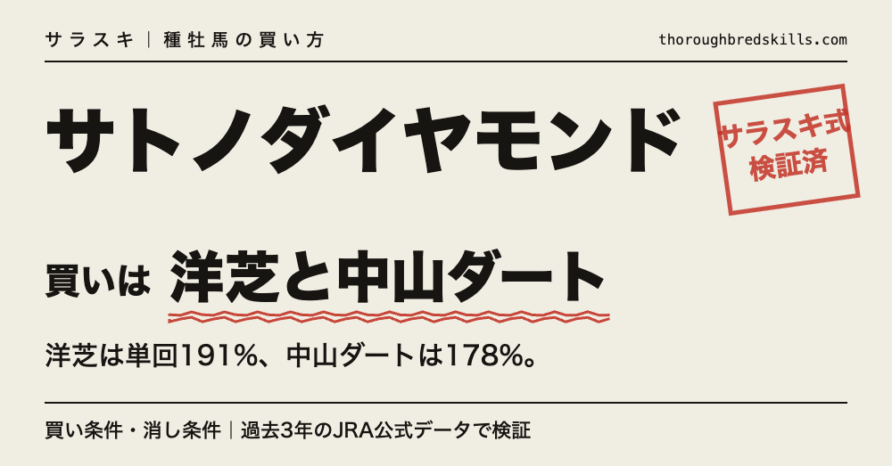 サトノダイヤモンド産駒の買い条件